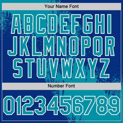 Custom Teal Royal-White 3D Pattern Design Abstract Brush Stroke Authentic Baseball Jersey