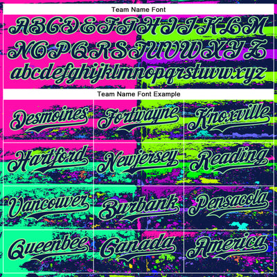 Custom Pink Navy-Pea Green 3D Pattern Design Rave Psychedelic Neon Fluid Art Authentic Baseball Jersey