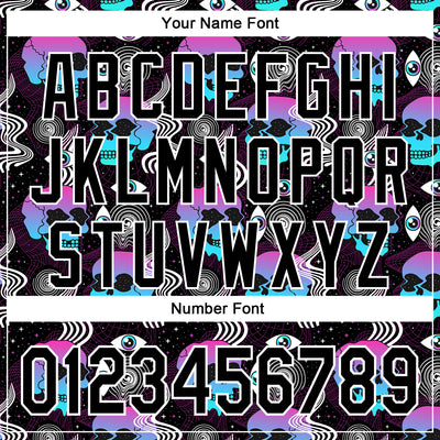 Custom Black White 3D Pattern Design Rave Psychedelic Skull Authentic Baseball Jersey