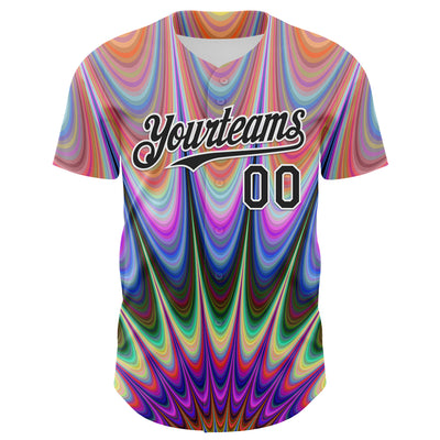 Custom Orange Black-White 3D Pattern Design Rave Psychedelic Fractal Style Authentic Baseball Jersey