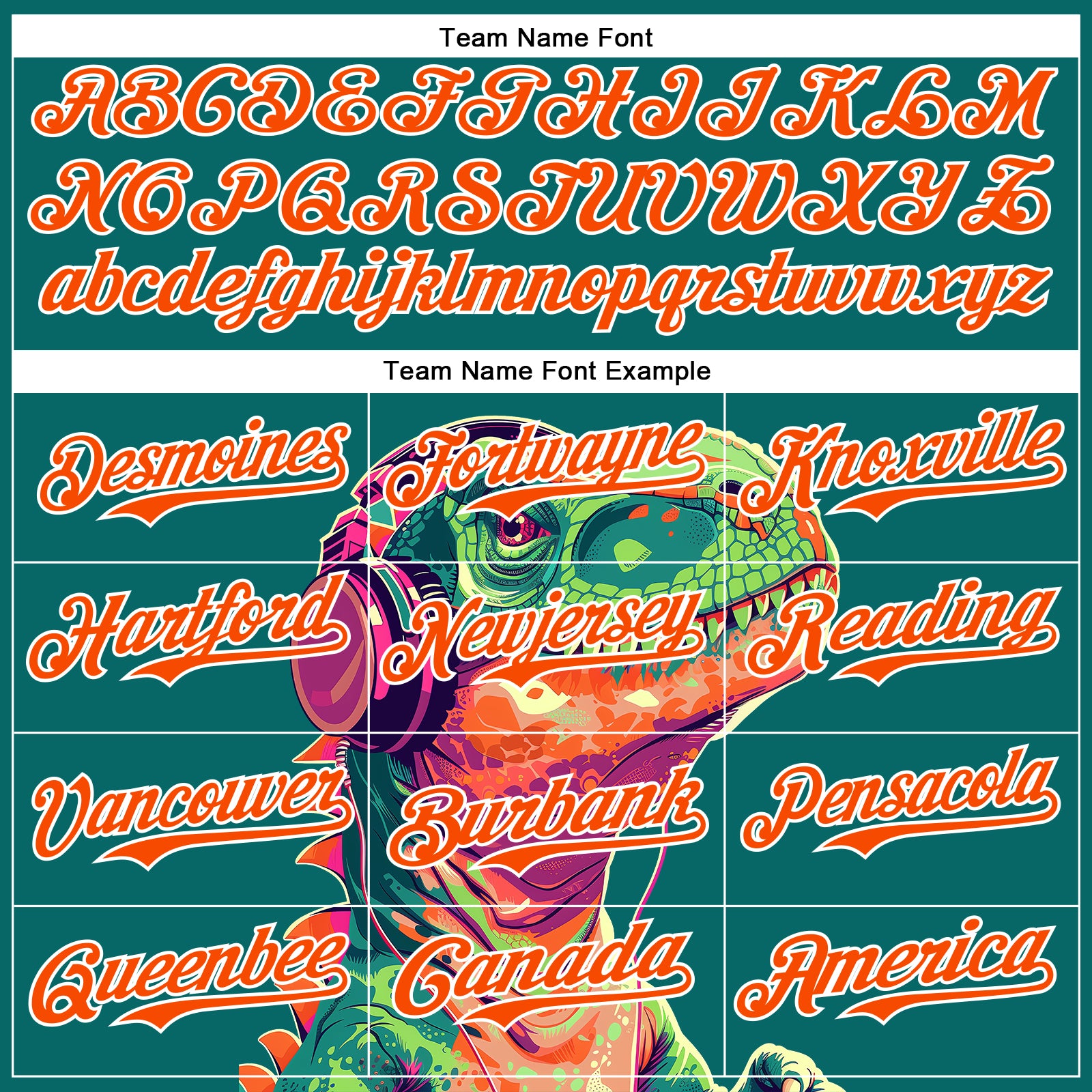 Custom Teal Orange-White 3D Pattern Design Rave Psychedelic Dinosaur Authentic Baseball Jersey