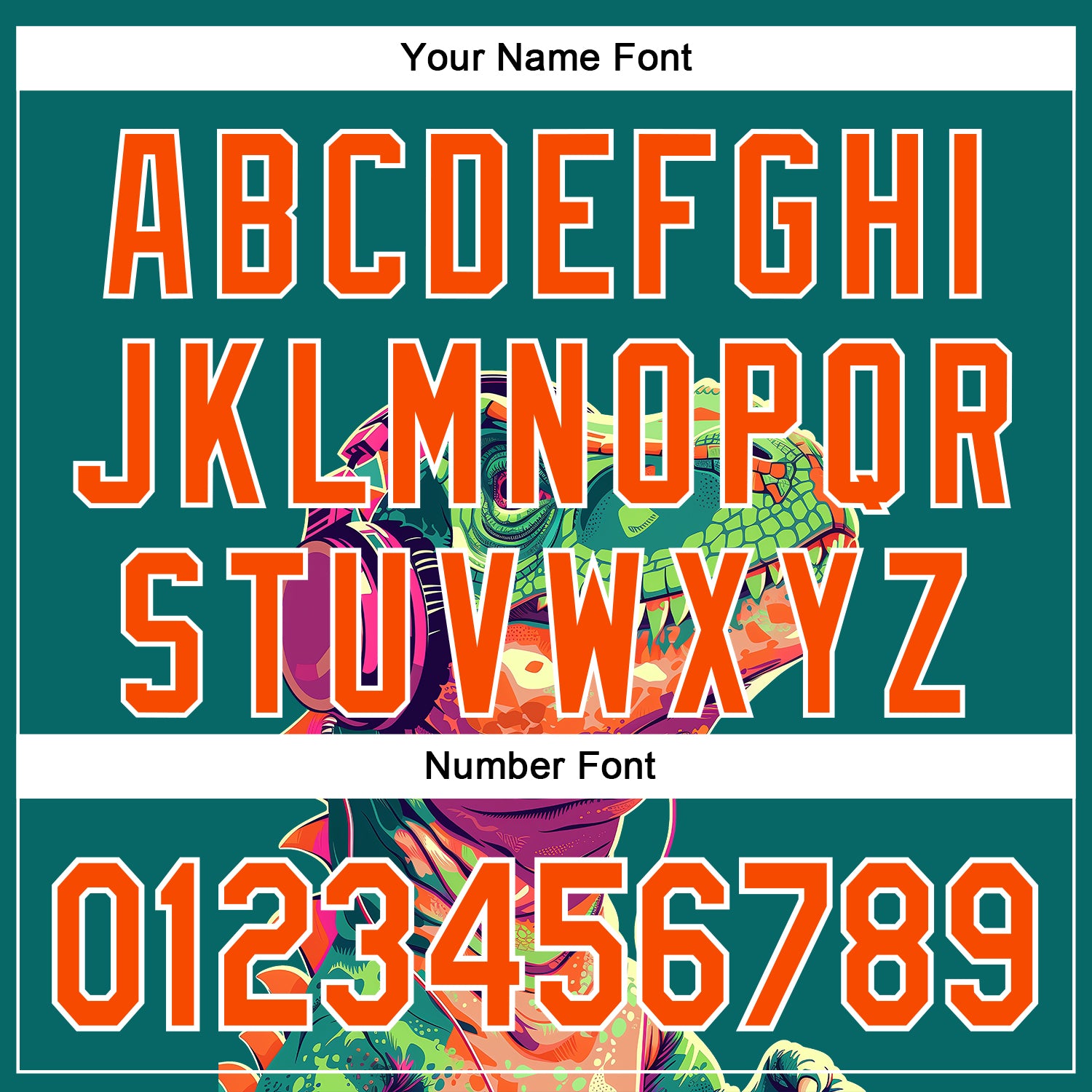 Custom Teal Orange-White 3D Pattern Design Rave Psychedelic Dinosaur Authentic Baseball Jersey