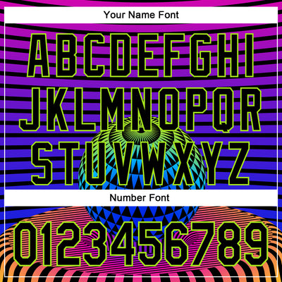 Custom Black Neon Green 3D Pattern Design Rave Psychedelic Geometry Authentic Baseball Jersey