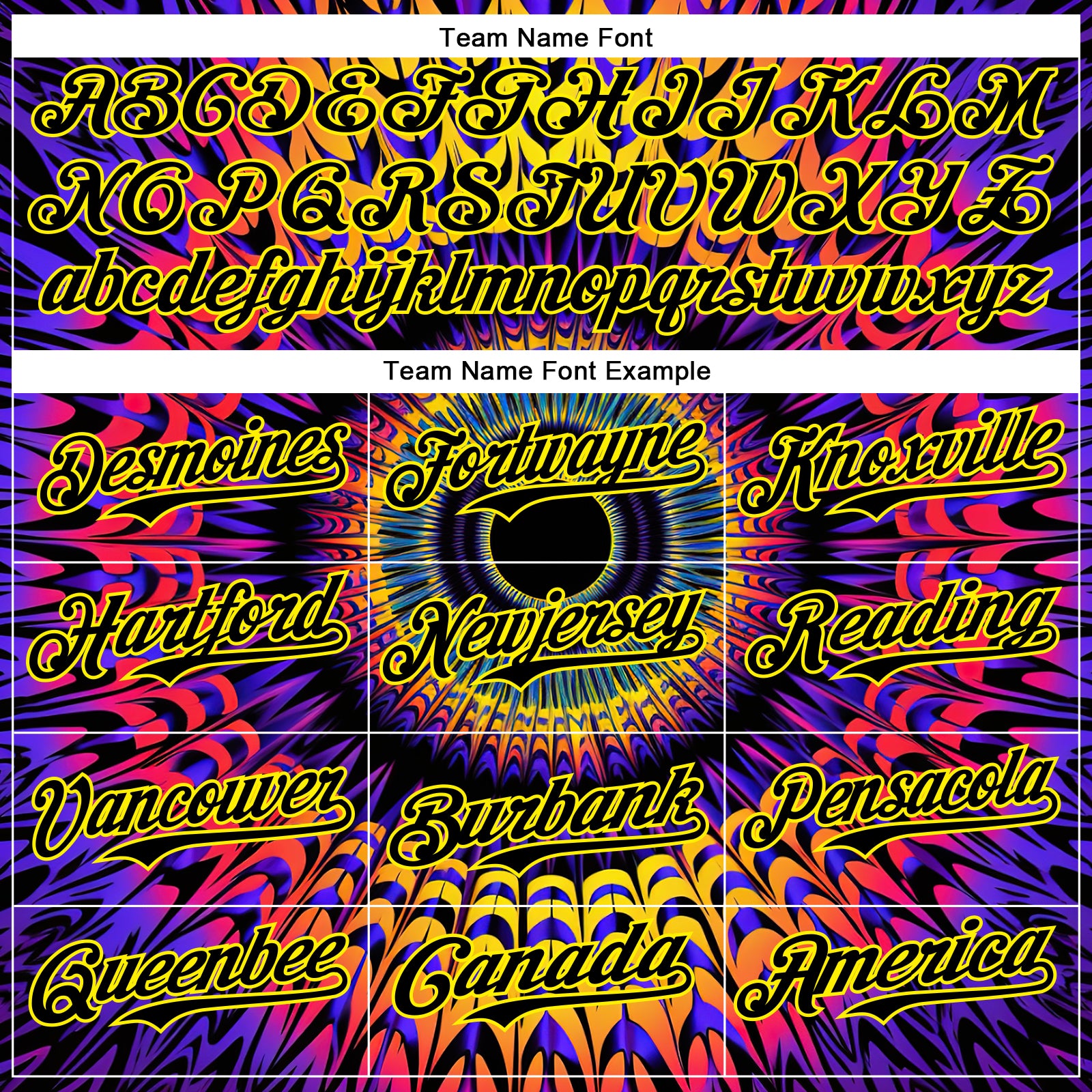 Custom Black Light Yellow 3D Pattern Design Rave Psychedelic Fractal Style Authentic Baseball Jersey