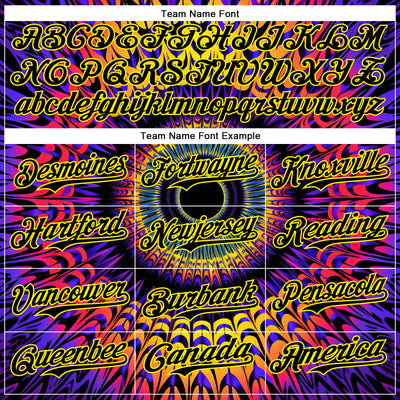 Custom Black Light Yellow 3D Pattern Design Rave Psychedelic Fractal Style Authentic Baseball Jersey