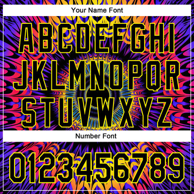 Custom Black Light Yellow 3D Pattern Design Rave Psychedelic Fractal Style Authentic Baseball Jersey