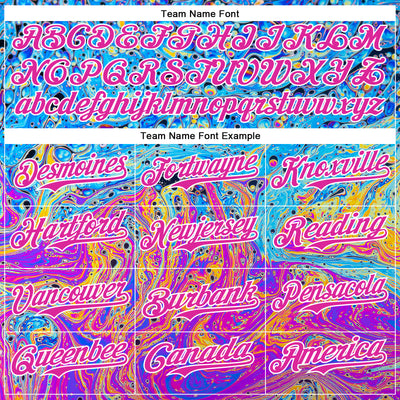 Custom Electric Blue Deep Pink-White 3D Pattern Design Rave Psychedelic Fluid Art Authentic Baseball Jersey