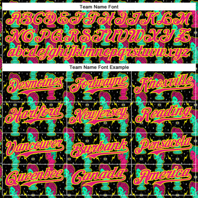 Custom Black Hot Pink-Light Yellow 3D Pattern Design Rave Psychedelic Sculpture Authentic Baseball Jersey