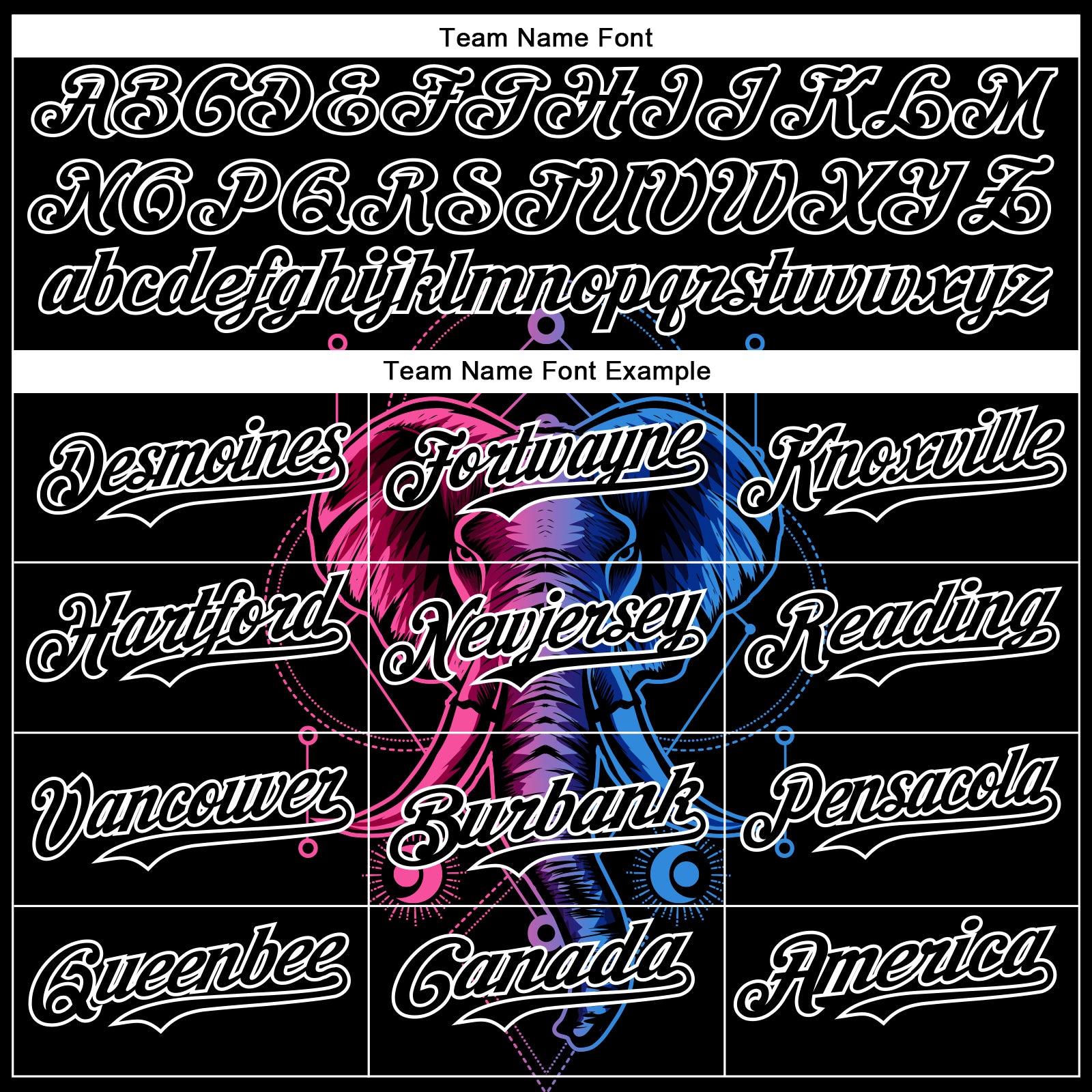 Custom Black White 3D Pattern Design Rave Psychedelic Elephant Authentic Baseball Jersey