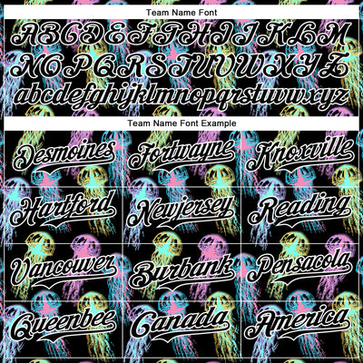 Custom Black White 3D Pattern Design Rave Psychedelic Jellyfish Authentic Baseball Jersey