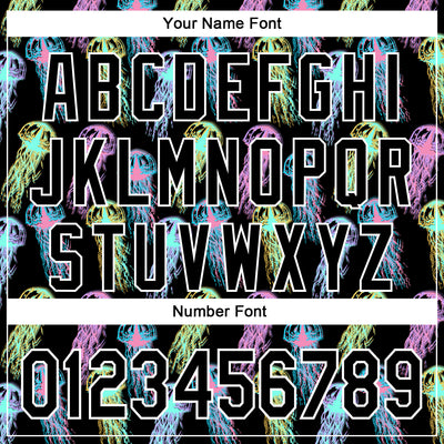 Custom Black White 3D Pattern Design Rave Psychedelic Jellyfish Authentic Baseball Jersey