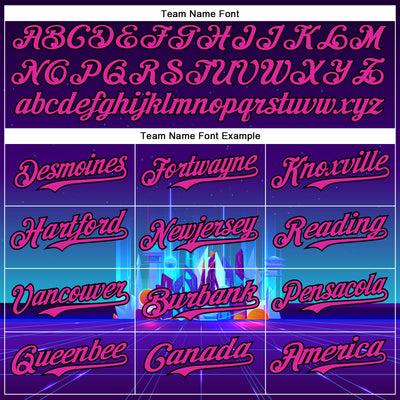 Custom Navy Deep Pink-Black 3D Pattern Design Rave Psychedelic Futuristic City Authentic Baseball Jersey