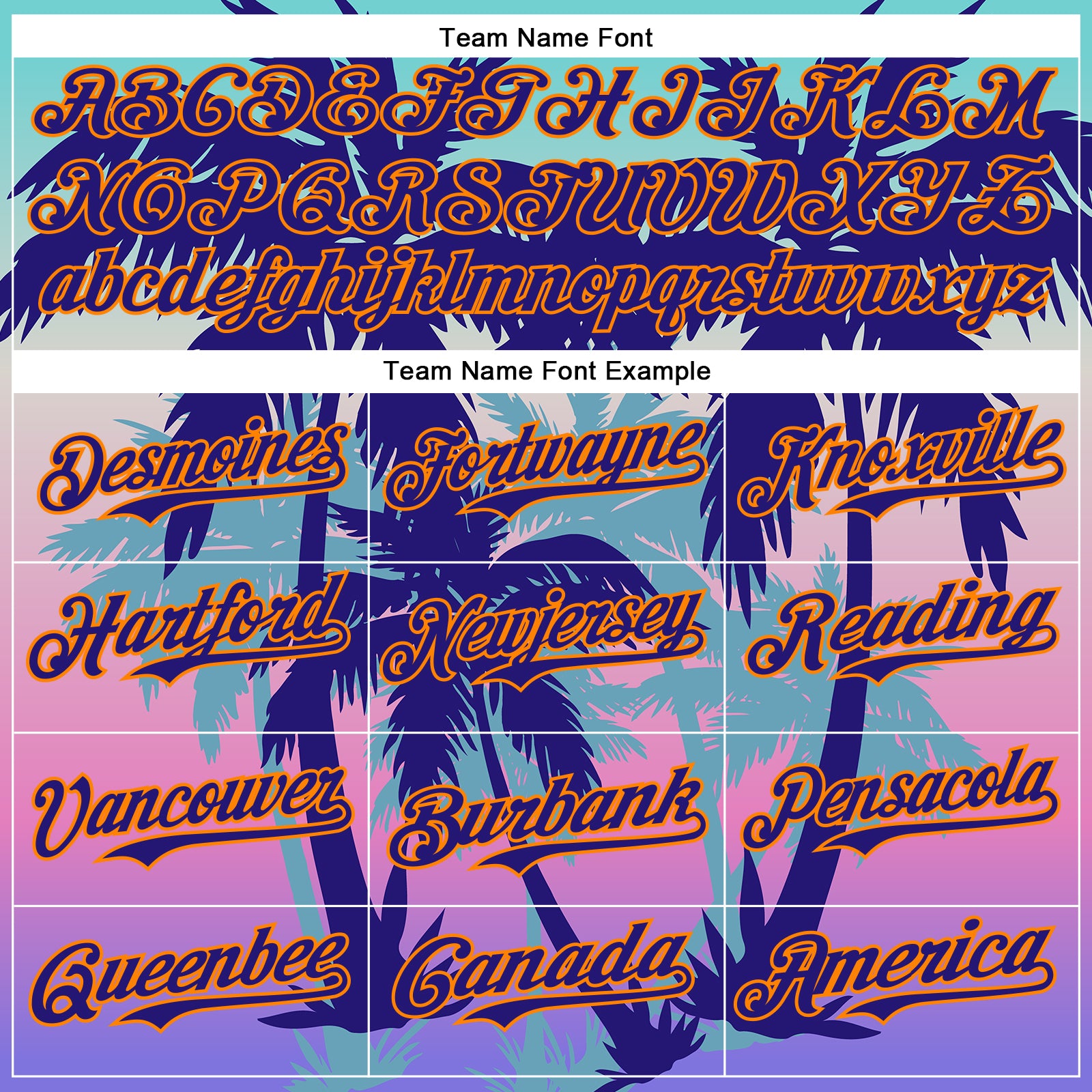 Custom Dark Purple Bay Orange 3D Pattern Design Rave Psychedelic Tropical Palm Tree Authentic Baseball Jersey