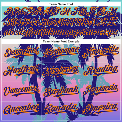 Custom Dark Purple Bay Orange 3D Pattern Design Rave Psychedelic Tropical Palm Tree Authentic Baseball Jersey