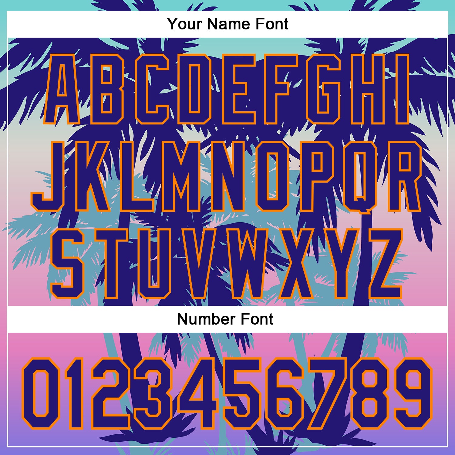 Custom Dark Purple Bay Orange 3D Pattern Design Rave Psychedelic Tropical Palm Tree Authentic Baseball Jersey