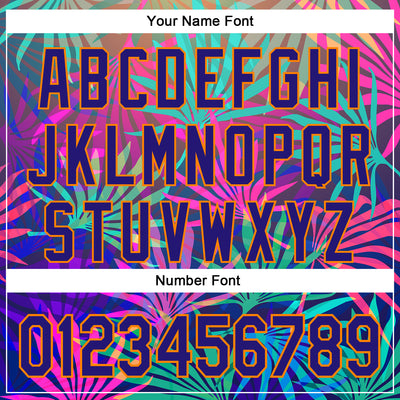 Custom Pink Dark Purple-Bay Orange 3D Pattern Design Rave Psychedelic Tropical Palm Leaves Authentic Baseball Jersey