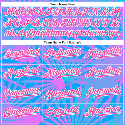 Custom Electric Blue Pink-White 3D Pattern Design Rave Psychedelic Tropical Palm Leaves Authentic Baseball Jersey