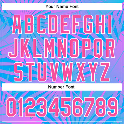 Custom Electric Blue Pink-White 3D Pattern Design Rave Psychedelic Tropical Palm Leaves Authentic Baseball Jersey