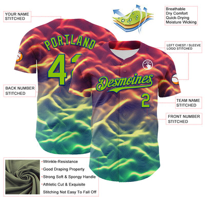 Custom Black Neon Green-Royal 3D Pattern Design Rave Psychedelic Tiny Spot Authentic Baseball Jersey