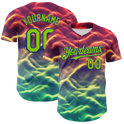 Custom Black Neon Green-Royal 3D Pattern Design Rave Psychedelic Tiny Spot Authentic Baseball Jersey