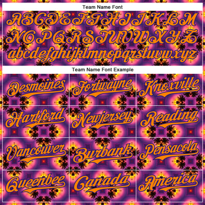 Custom Purple Bay Orange-Dark Purple 3D Pattern Design Rave Psychedelic Flower Authentic Baseball Jersey