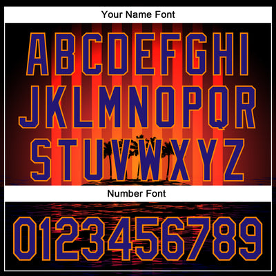 Custom Black Dark Purple-Bay Orange 3D Pattern Design Rave Psychedelic Tropical Palm Tree Authentic Baseball Jersey