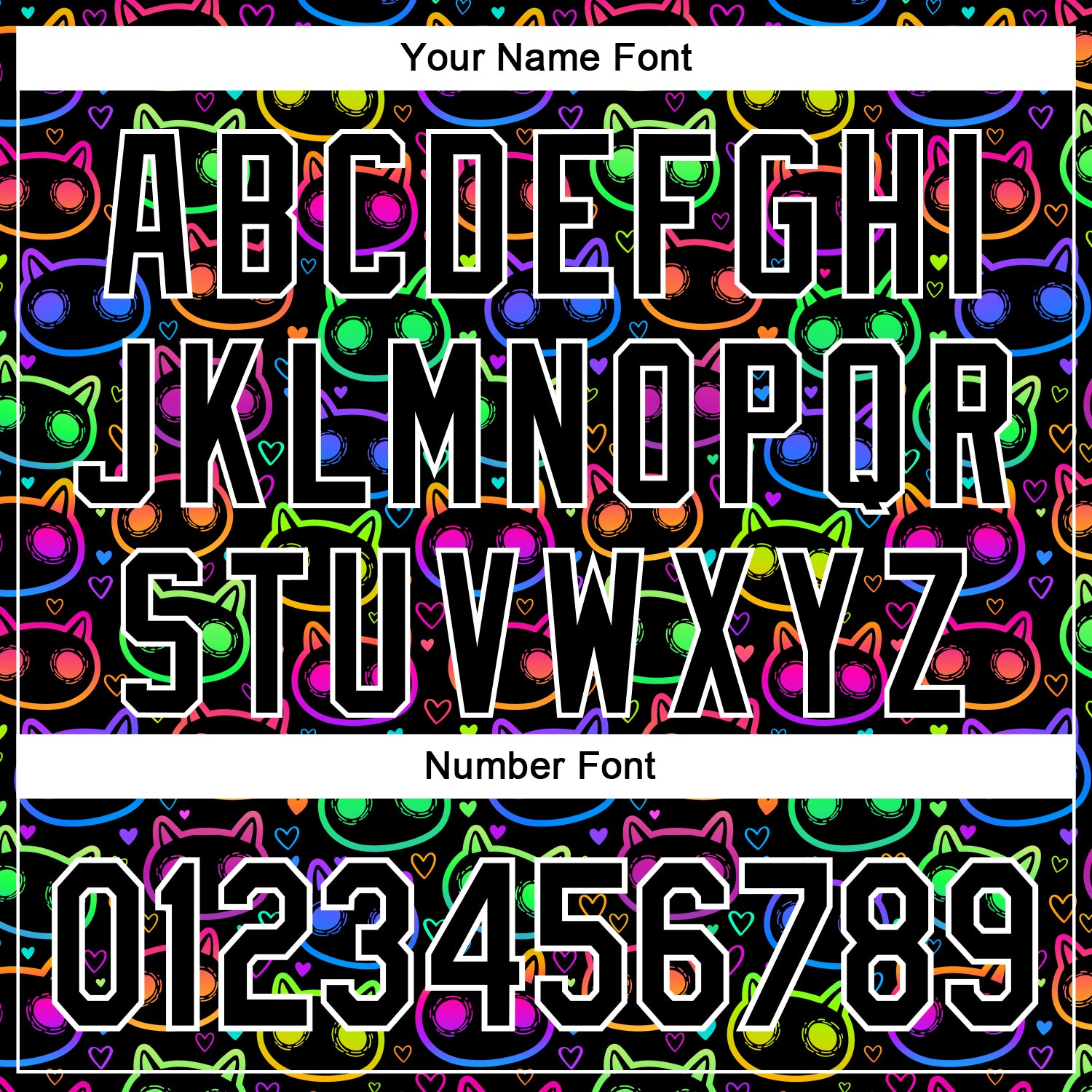 Custom Black White 3D Pattern Design Rave Psychedelic Neon Cartoon Cat Authentic Baseball Jersey