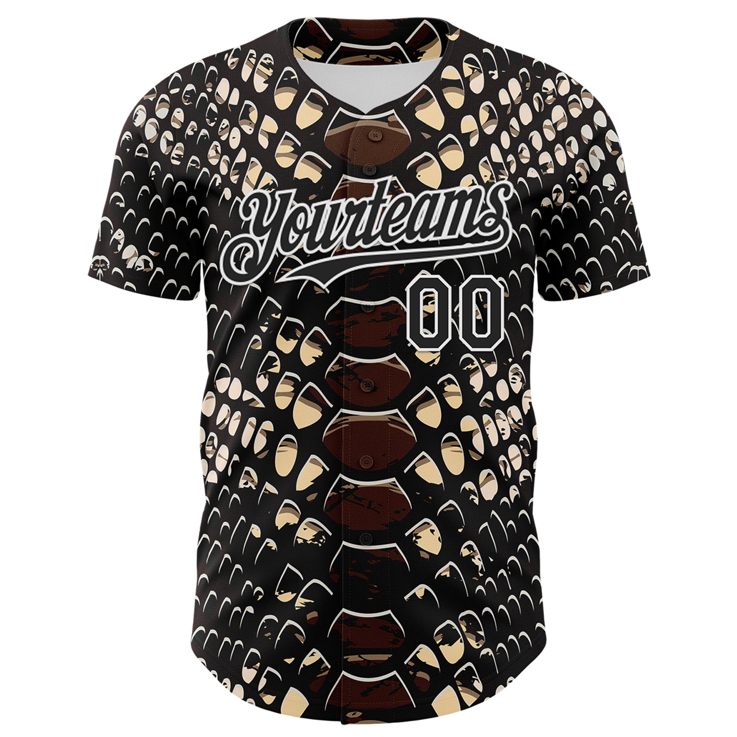 Custom Black White 3D Pattern Design Rave Psychedelic Snakeskin Authentic Baseball Jersey