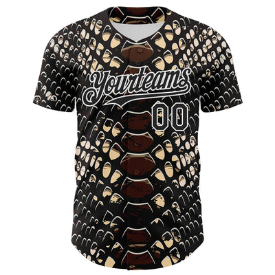 Custom Black White 3D Pattern Design Rave Psychedelic Snakeskin Authentic Baseball Jersey