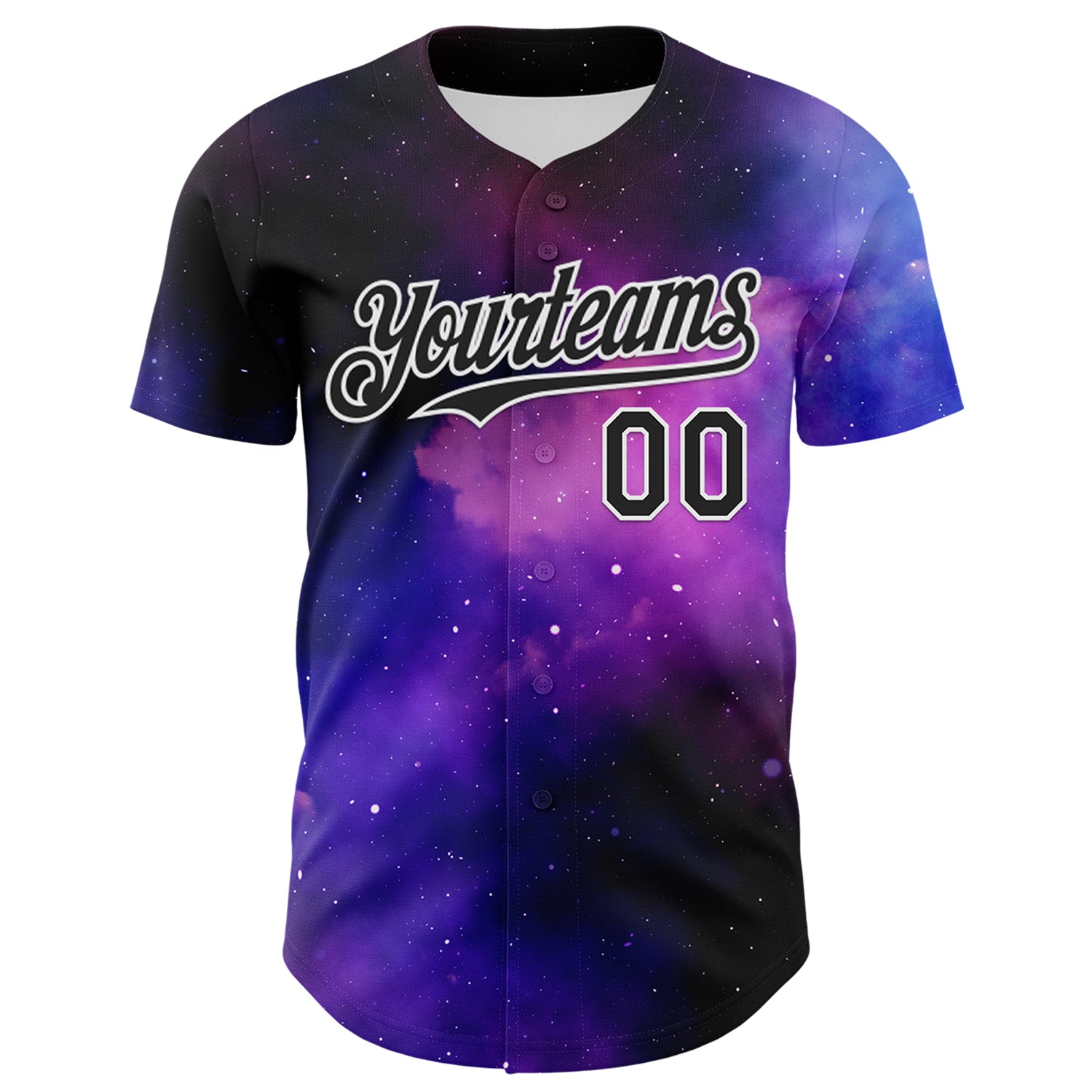 Custom Black White 3D Pattern Design Rave Psychedelic Space Galaxy Star Authentic Baseball Jersey
