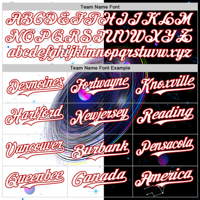 Custom Black White-Red 3D Pattern Design Space Galaxy Star Authentic Baseball Jersey