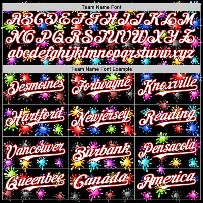 Custom Black White-Red 3D Pattern Design Splash Authentic Baseball Jersey