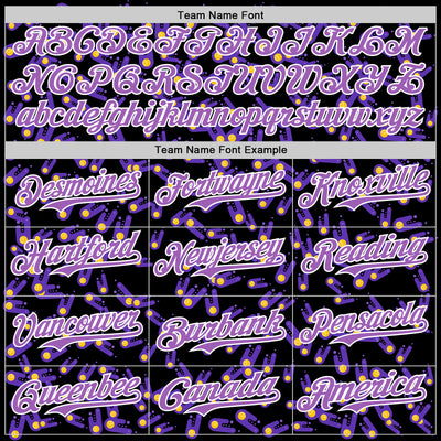 Custom Black Medium Purple-White 3D Pattern Design Galaxy Star Meteor Authentic Baseball Jersey