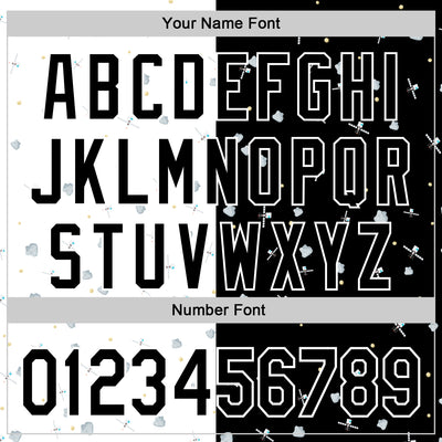 Custom Black White 3D Pattern Design Space Satellite Authentic Baseball Jersey