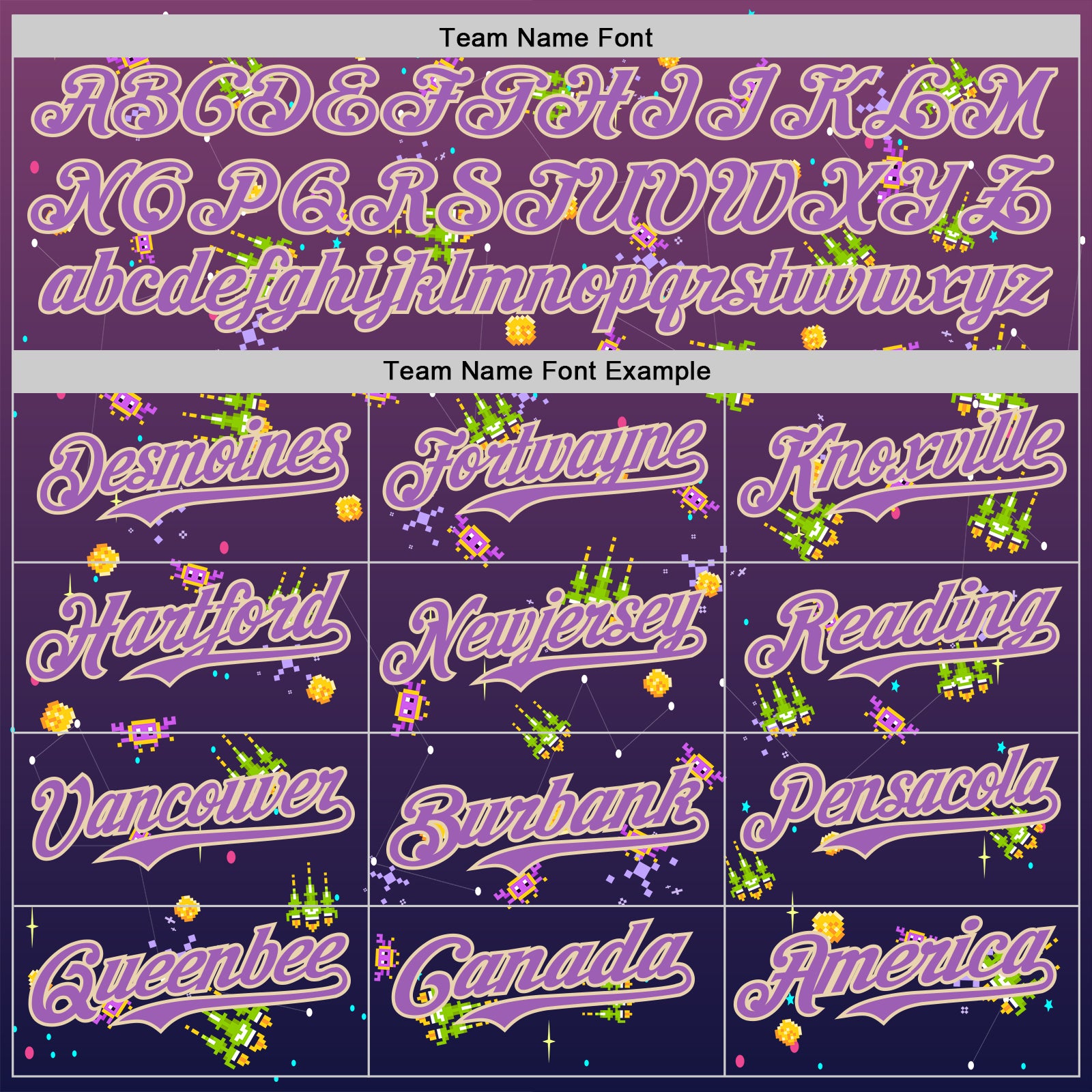 Custom Purple Medium Purple-City Cream 3D Pattern Design Retro Pixel Arcade Game Authentic Baseball Jersey