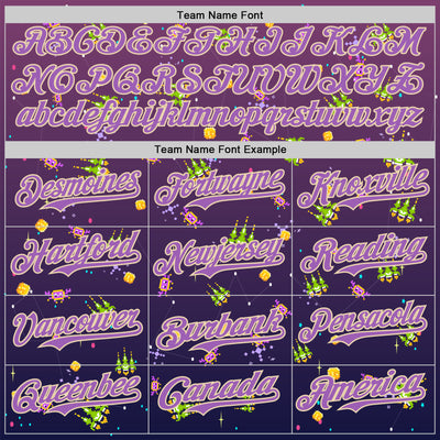 Custom Purple Medium Purple-City Cream 3D Pattern Design Retro Pixel Arcade Game Authentic Baseball Jersey