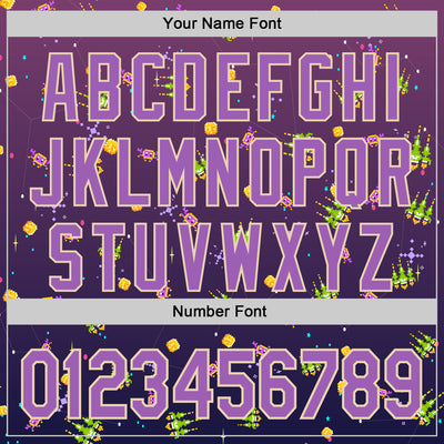 Custom Purple Medium Purple-City Cream 3D Pattern Design Retro Pixel Arcade Game Authentic Baseball Jersey