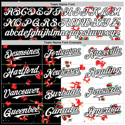 Custom Black White 3D Pattern Design Retro Pixel Arcade Game Authentic Baseball Jersey