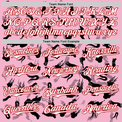 Custom Light Pink White-Red 3D Pattern Design Graffiti Ink Brush Stroke Authentic Baseball Jersey