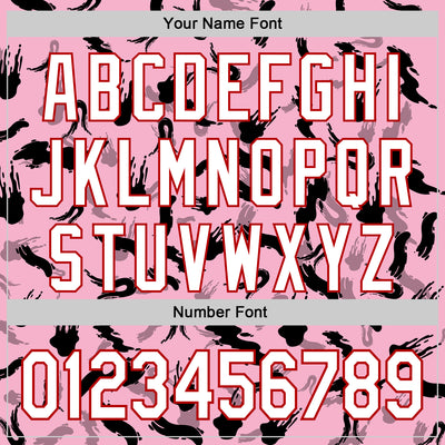 Custom Light Pink White-Red 3D Pattern Design Graffiti Ink Brush Stroke Authentic Baseball Jersey