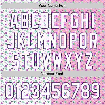 Custom Light Pink White-Purple 3D Pattern Design Pixel Universe Authentic Baseball Jersey