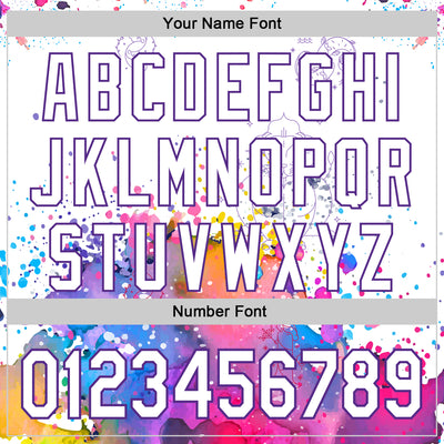 Custom White Purple 3D Pattern Design Graffiti Splash And Constellation Space Galaxy Star Authentic Baseball Jersey