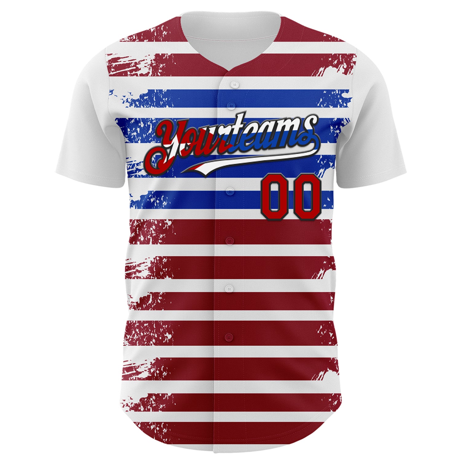 Custom White Red Black Cuban Flag-Blue 3D Cuba Authentic Baseball Jersey