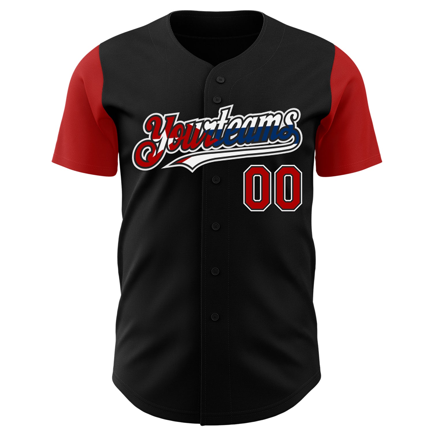 Custom Black Red White-Cuban Flag 3D Cuba Authentic Baseball Jersey