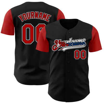 Custom Black Red White-Cuban Flag 3D Cuba Authentic Baseball Jersey