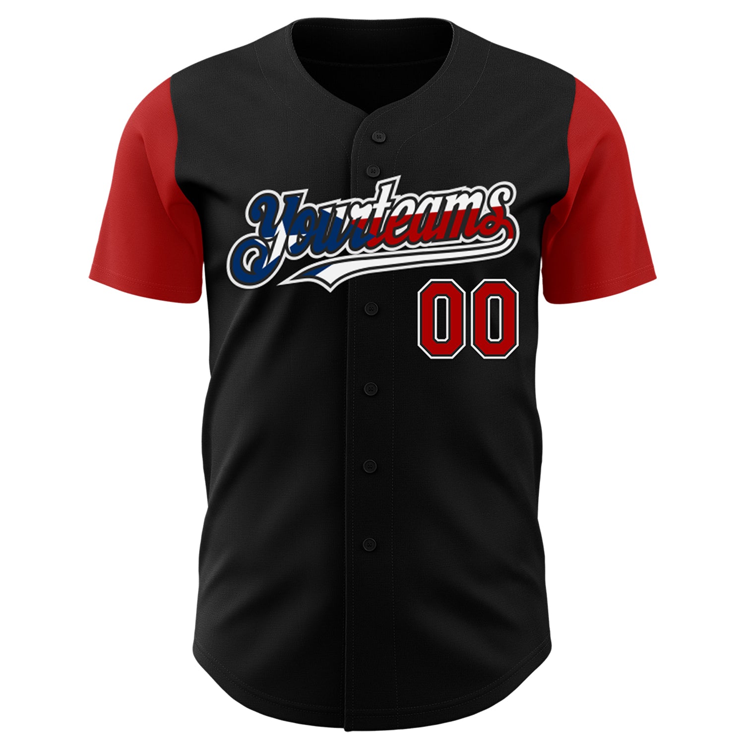 Custom Black Red White-Puerto Rican Flag 3D Puerto Rico Authentic Baseball Jersey