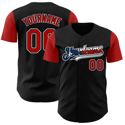 Custom Black Red White-Puerto Rican Flag 3D Puerto Rico Authentic Baseball Jersey