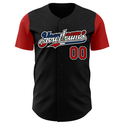 Custom Black Red White-Dominican Republic Flag 3D Dominican Republic Authentic Baseball Jersey