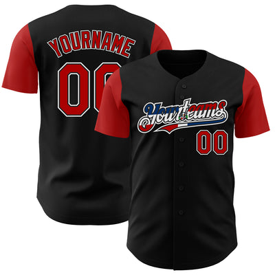 Custom Black Red White-Dominican Republic Flag 3D Dominican Republic Authentic Baseball Jersey