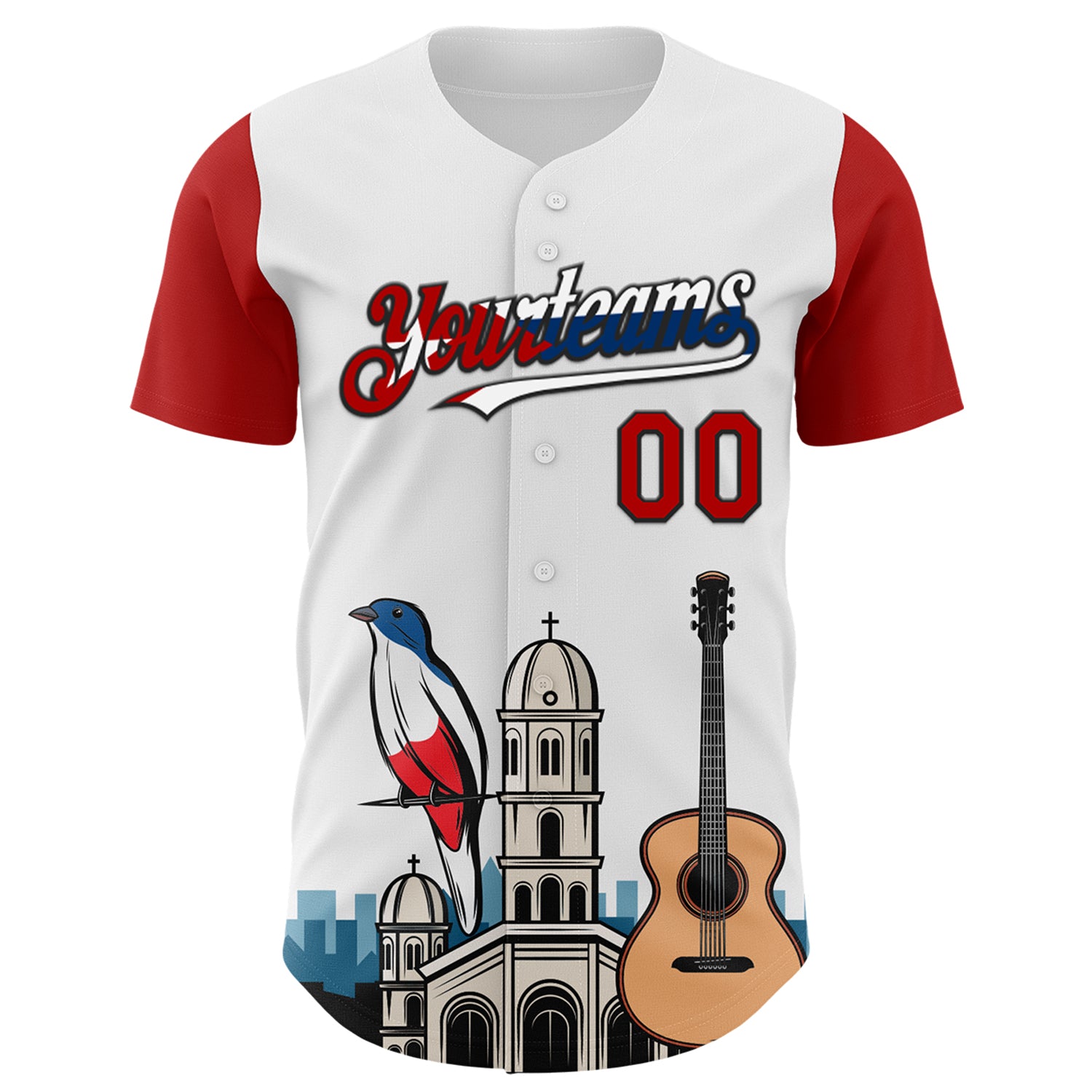 Custom White Red Black-Cuban Flag 3D Cuba Santiago Authentic Baseball Jersey